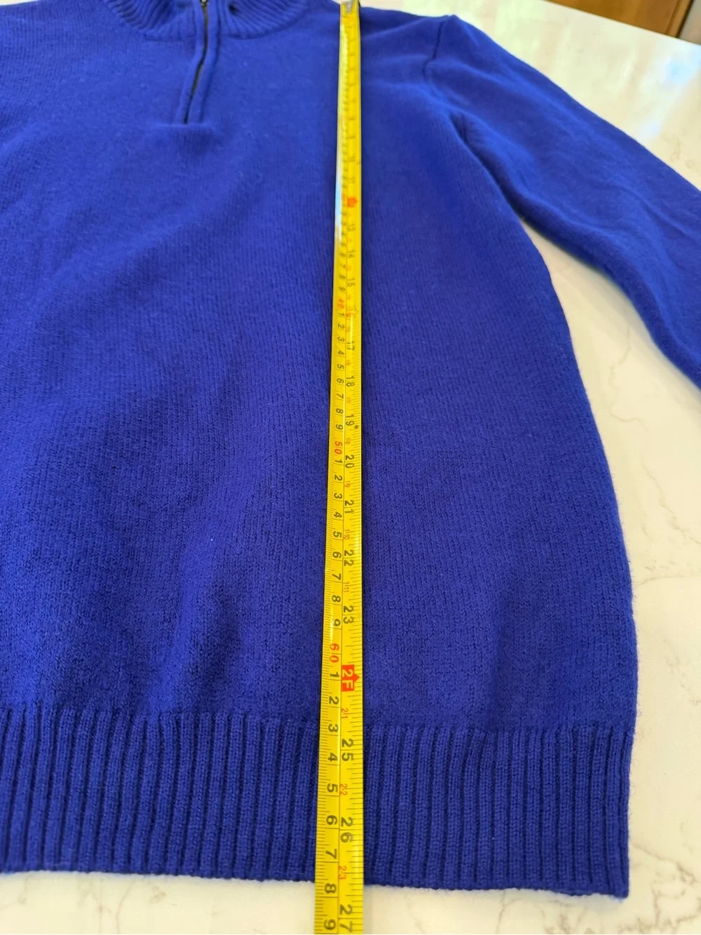 Allen Edmonds Men's Zip-Neck Sweater in Cobalt Blue, Merino wool